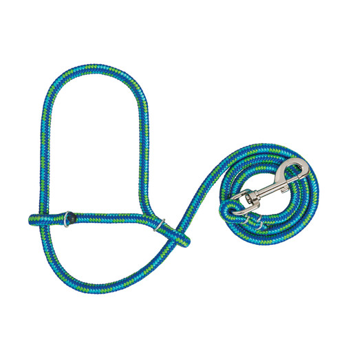 K32 POLY ROPE SHEEP HALTER W/SNAP, BLUE/LIGHT BLUE/LIME GREEN