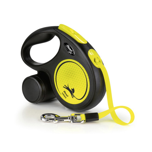 CLASSIC NEON FLEXI LEASH, MEDIUM, 16ft, MAX 55lb, FLEXI