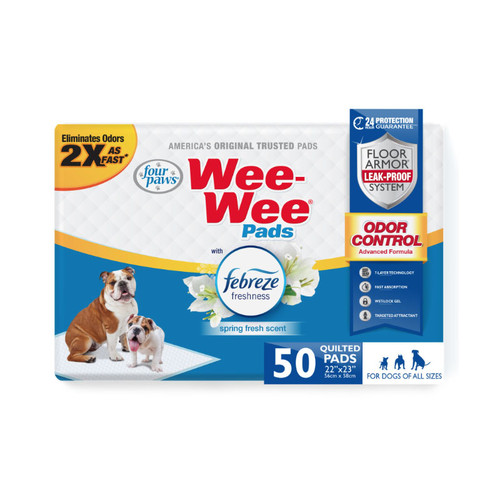 FOUR PAWS WEE WEE ODOR CONTROL DOG TRAINING PADS WITH FABREZE FRESHNESS, 50ct