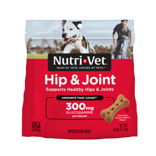 NUTRI-VET HIP & JOINT PEANUT BUTTER, 300mg GLUCOSAMINE, 6lb