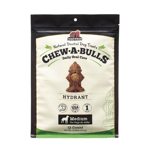RED BARN CHEW-A-BULLS HYDRANT, MEDIUM, 12ct