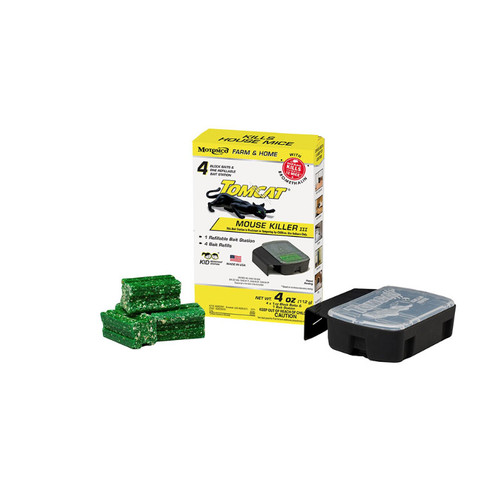 TOMCAT 4x1oz REFILLABLE MOUSE BLOCK BAIT & STATION