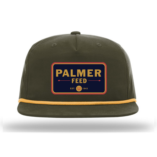 PALMER'S UMPQUA CAP PALMER FEED NAVY PATCH, LODEN WITH GOLD ROPE
