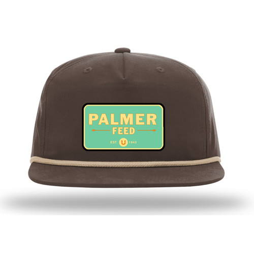 PALMER'S UMPQUA CAP PALMER FEED TEAL PATCH, DARK MOCHA WITH KHAKI ROPE