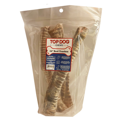 3pk 12" BEEF TRACHEA, TOP DOG