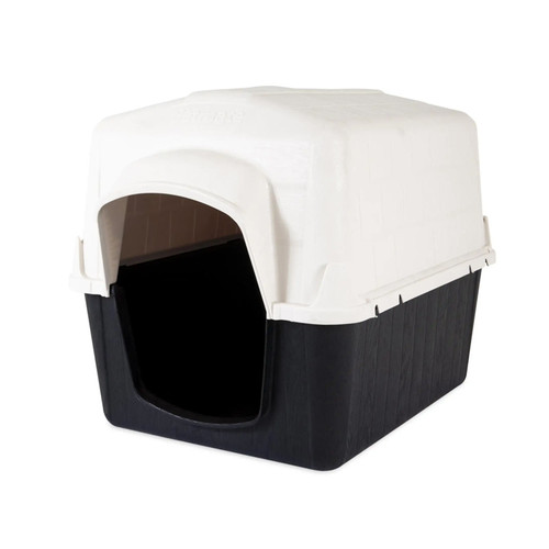 BARNHOME III DOG HOUSE, BLEACHED LINEN/BLACK, MEDIUM, PETMATE