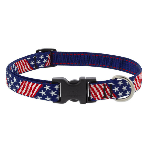 LUPINE, 3/4" 9-14" OLD GLORY COLLAR, ADJUSTABLE DOG COLLAR