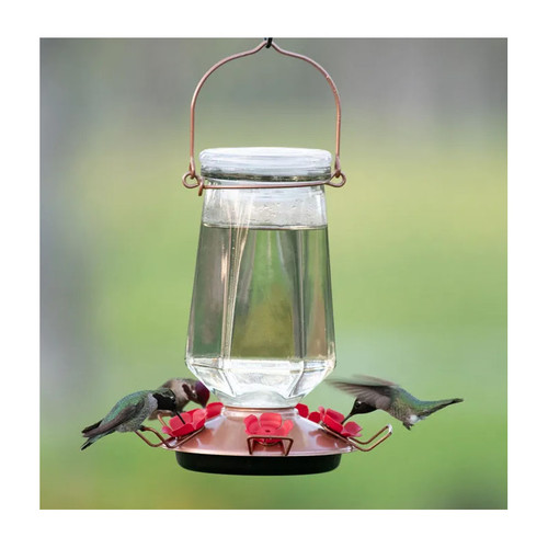 CRYSTAL TOP-FILL GLASS HUMMINGBIRD FEEDER 28oz, #9109-2