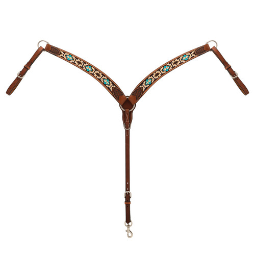 TURQUOISE CROSS AZTEC CONTOURED BREAST COLLAR, 45107-01-30