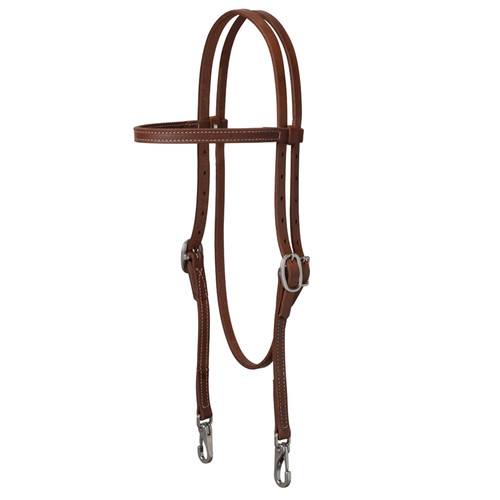PROTACK BROWBAND TRAINER HEADSTALL WITH SNAPS, HERMANN OAK RUSSET HARNESS LEATHER, 10039-10-00-01