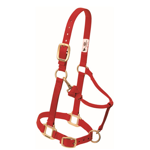 3/4" ORIGINAL ADJUSTABLE NYLON HORSE HALTER, WEANLING/PONY, RED 35-1032-RD