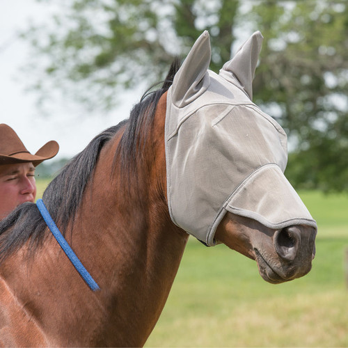 NOSE AND EAR COVERED FLY MASKS WITH XTENDED LIFE CLOSURE SYSTEM, GRAY