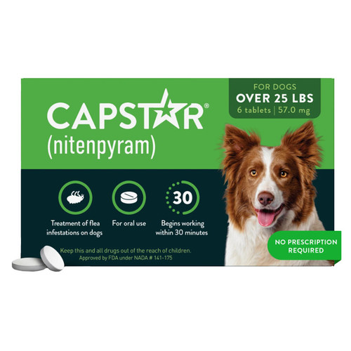 CAPSTAR FLEA TABLET FOR LARGE DOGS, 57mg NITENPYRAM EACH, 6 TABLETS