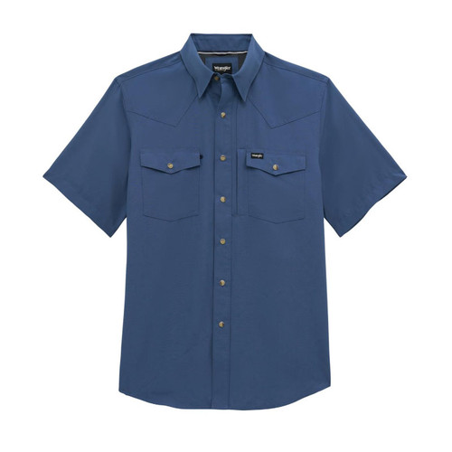 WRANGLER, 112382384, ATG-X, WESTERN PERFORMANCE SHORT SLEEVE SHIRT, RELAXED FIT, SNAPS, VINTAGE INDIGO