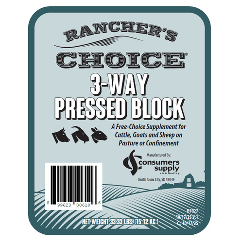 RANCHER'S CHOICE 3-WAY PRESSED BLOCK, 33.33#