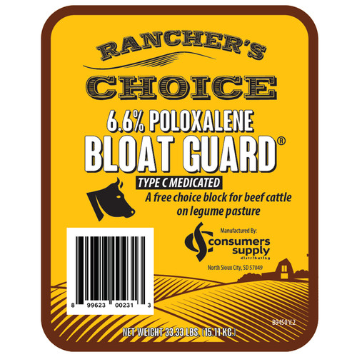 RANCHER'S CHOICE 6.6% POLOXALENE BLOAT GUARD BLOCK, TYPE C MEDICATED, 33.33#