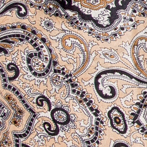 WILD RAG, PAISLEY TAN/BLACK 100% SILK WILD RAG