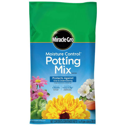 MIRACLE-GRO POTTING MIX W/MOISTURE CONTROL 1 CF {BLUE BAG}