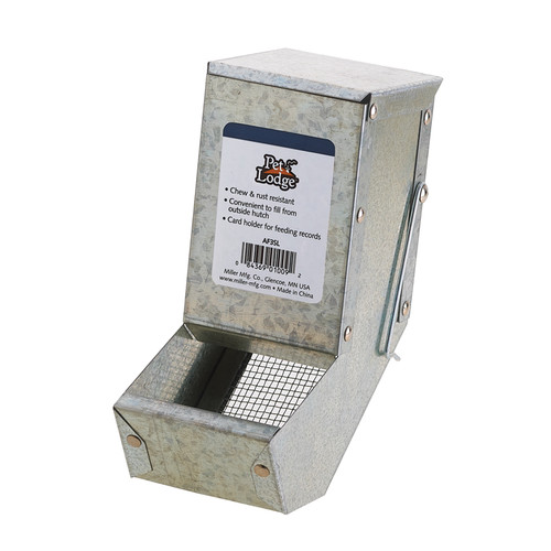 3 RABBIT METAL SMALL FEEDER WITH LID AND SIFTER BOTTOM