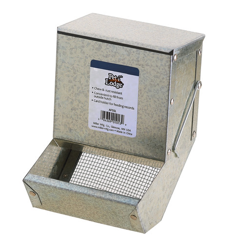 5 RABBIT METAL SMALL FEEDER WITH LID AND SIFTER BOTTOM