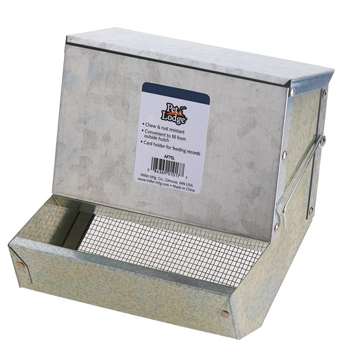 7 RABBIT METAL SMALL FEEDER WITH LID AND SIFTER BOTTOM