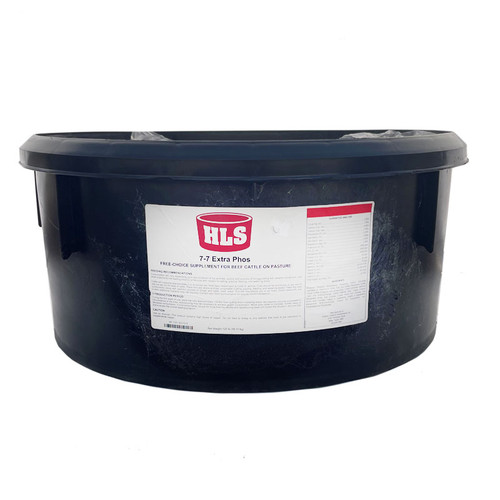 HLS 7-7 EXTRA PHOS, FREE CHOICE SUPPLEMENT FOR BEEF CATTLE ON PASTURE, 125# BLACK TUB,  ***DO NOT FEED TO SHEEP!***