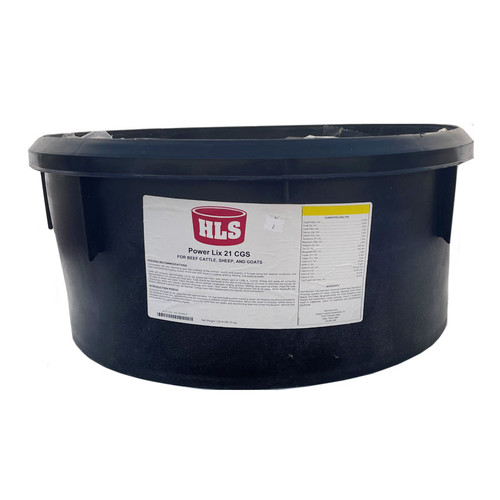 HLS POWER LIX 21 CGS, FOR BEEF CATTLE SHEEP AND GOATS, 125# BLACK TUB,  ALL NATURAL