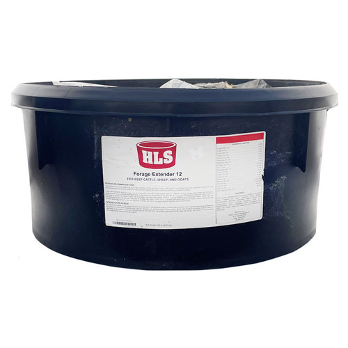 HLS FORAGE EXTENDER 12, FOR BEEF CATTLE SHEEP AND GOATS, 12# BLACK TUB