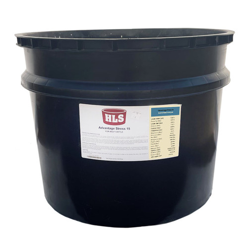 HLS ADVANTAGE STRESS 15, FOR BEEF CATTLE, 225# BLACK TUB