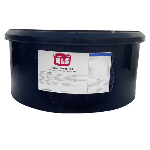 HLS FORAGE EXTENDER 20, FOR BEEF CATTLE SHEEP AND GOATS, 125# BLACK TUB