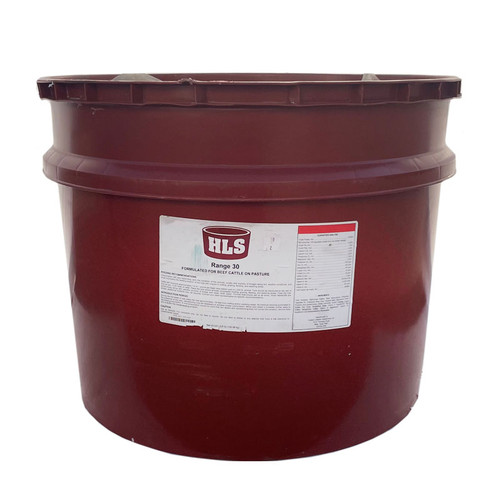 HLS RANGE 30, FORMULATED FOR BEEF CATTLE ON PASTURE, 225# RED TUB,  HIGH FAT (10%) TUB HLS RANGE 30, FORMULATED FOR BEEF CATTLE ON PASTURE, 225# RED TUB,  HIGH FAT (10%) TUB