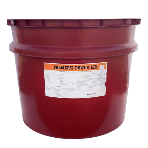 PALMER'S POWER-LIX, FOR BEEF CATTLE SHEEP AND GOATS ON PASTURE, 225# RED TUB PALMER'S POWER-LIX, FOR BEEF CATTLE SHEEP AND GOATS ON PASTURE, 225# RED TUB