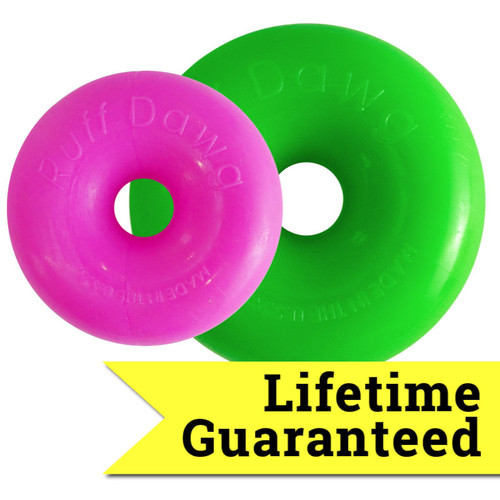 RUFF DAWG DAWG-NUT SMALL, INDESTRUCTIBLE RETRIEVING TOY, ASSORTED COLORS