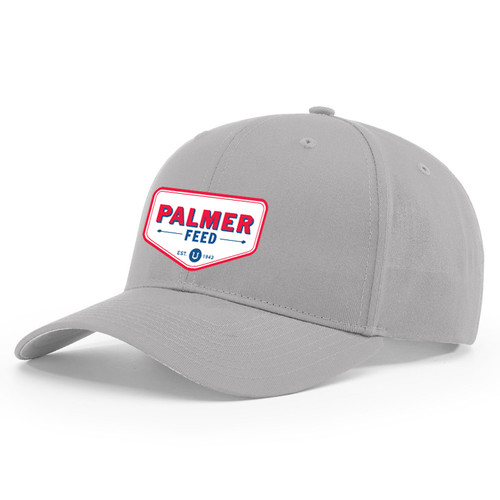 PALMER'S PRO TWILL SNAPBACK CAP, SOLID HEATHER GREY, CHEVRON RED LOGO PATCH