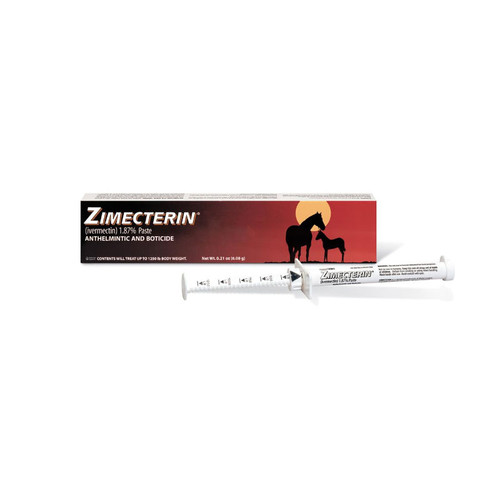 ZIMECTERIN (Ivermectin paste 1.87%) ANTHELMINTIC AND BOTICIDE- REMOVED WORMS AND BOTS WITH A SINGLE DOESE, 6.08g, BOEHRINGER INGELHEIM