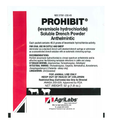 PROHIBIT/LEVAMED 52G, SOLUBLE DRENCH POWDER