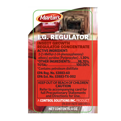 I.G. REGULATOR 1oz, CONTROLS: FLEAS, ROACHES, ANTS