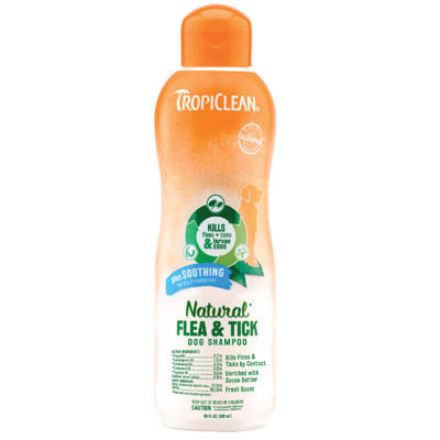 TROPICLEAN FLEA AND TICK SOOTHING SHAMPOO FOR DOGS, 20oz, ALL NATURAL