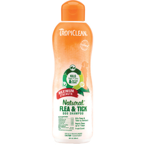 TROPICLEAN MAX STRENGTH FLEA AND TICK SHAMPOO, 20oz, ALL NATURAL TROPICLEAN MAX STRENGTH FLEA AND TICK SHAMPOO, 20oz, ALL NATURAL