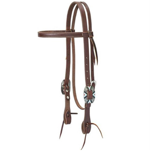 WORKING COWBOY BROWBAND HEADSTALL, ROPE EDGE HARDWARE,GOLDEN CHESTNUT 10-0587