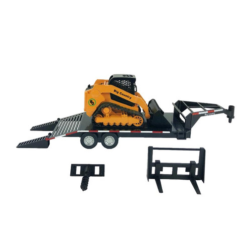 BIG COUNTRY TOY SKID STEER & TRAILER INCLUDES HAYFORK, BUCKET, & AUGER
