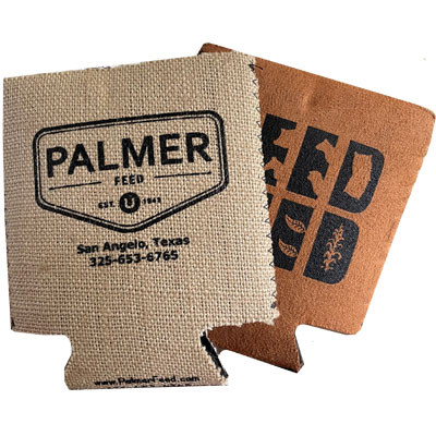 PALMER FEED KOOZIE - BURLAP COLOR