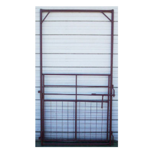 GATE, 5' BOW GATE 4'TALL W/4X4 MESH, 1/2 PIPE & 1/2 4X4" MESH (RED PRIMER)