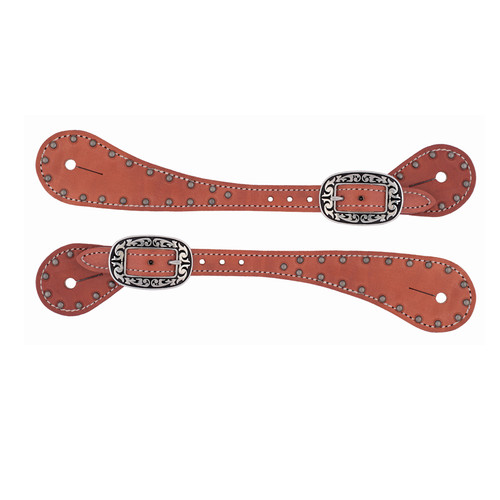 SPUR STRAP, MENS SHAPED LEATHER SPOTTED