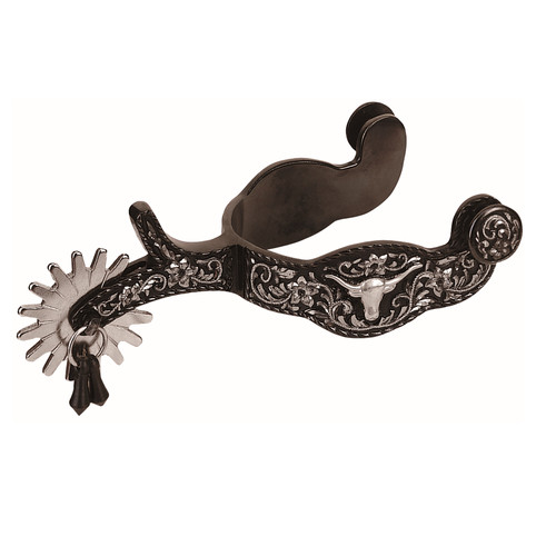 MEN'S SHOW SPUR WITH ENGRAVED FLORAL TRIM AND LONGHORN ACCENT 25-7814