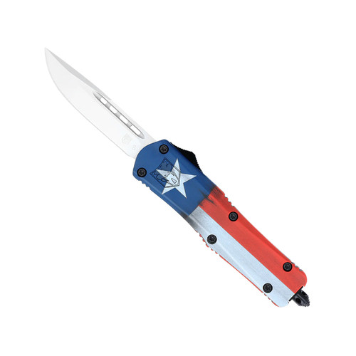 KNIFE COBRATEC MEDIUM CERAKOTE TEXAS FLAG FS-3 DROP NOT SERRATED, COBRA TEC KNIVES