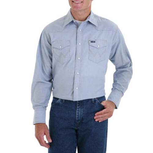 70131M COWBOY CUT WORK SHORT SLEEVE WESTERN SNAP SOLID CHAMBRAY SHIRT IN CHAMBRAY