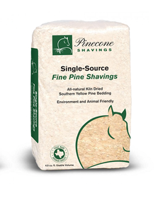 Pinecone kiln dried pine shavings are ultra-absorbent. They are a fine grade bedding that’s milled from yellow pine lumber with an odor neutralizing fresh pine scent. These shavings are highly screened and have virtually no dust. They are preferred by dairy and horse customers because they last so long in the stall since manure can be sifted very well with a cleaning fork. The bags are well packed 4.0 cubic feet and weigh around 40 pounds. Shop Best Price and Affordable Barn and Show supplies and Bedding at Pilot Point Feed Store! We care about your animals! Pinecone kiln dried pine shavings are ultra-absorbent. They are a fine grade bedding that’s milled from yellow pine lumber with an odor neutralizing fresh pine scent. These shavings are highly screened and have virtually no dust. They are preferred by dairy and horse customers because they last so long in the stall since manure can be sifted very well with a cleaning fork. The bags are well packed 4.0 cubic feet and weigh around 40 pounds. Shop Best Price and Affordable Barn and Show supplies and Bedding at Pilot Point Feed Store! We care about your animals!