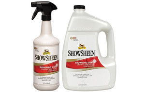 As the world's #1 selling hair polish and detangler, ShowSheen is uniquely formulated to provide a healthy shine and make grooming easier. ShowSheen® Hair Polish & Detangler is not only an excellent horse hair detangler for snarled manes and tails, it’s also incredibly versatile. Apply it over your horse’s coat to repel dust and keep him clean longer. Want to easily remove burrs and debris?Spray the affected area, allow it to absorb, and burrs will slide right out. And you can apply before turn out to prevent mud from sticking. As the world's #1 selling hair polish and detangler, ShowSheen is uniquely formulated to provide a healthy shine and make grooming easier. ShowSheen® Hair Polish & Detangler is not only an excellent horse hair detangler for snarled manes and tails, it’s also incredibly versatile. Apply it over your horse’s coat to repel dust and keep him clean longer. Want to easily remove burrs and debris?Spray the affected area, allow it to absorb, and burrs will slide right out. And you can apply before turn out to prevent mud from sticking.