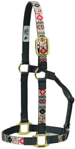 Southwestern theme Weaver Aztec Nylon Halter is a handsome nylon web halter with stylish print overlay. Nylon horse halter from Weaver Leather comes in Small, Average, and Large. The Aztec Halter is grey nylon with brass plated hardware. It is a standard 1" wide non-adjustable halter.
Weaver Aztec Nylon Halter has box stitching at stress points, rolled throat latch, and is made with durable materials that last. The beautiful southwestern pattern overlay has crimson, grey, and black print. Very striking and unique halter will get plenty of compliments at the barn! Southwestern theme Weaver Aztec Nylon Halter is a handsome nylon web halter with stylish print overlay. Nylon horse halter from Weaver Leather comes in Small, Average, and Large. The Aztec Halter is grey nylon with brass plated hardware. It is a standard 1" wide non-adjustable halter.
Weaver Aztec Nylon Halter has box stitching at stress points, rolled throat latch, and is made with durable materials that last. The beautiful southwestern pattern overlay has crimson, grey, and black print. Very striking and unique halter will get plenty of compliments at the barn!
